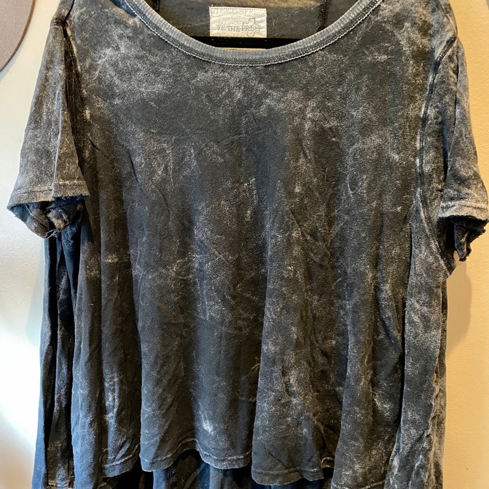 Free People Grey Acid Wash Swing Top